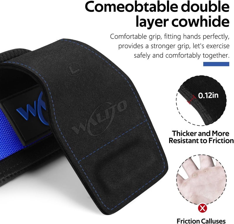 WALITO Weight Lifting Wrist Strap, Double Leather Weightlifting Wrist Straps for Gym Strength Training, Neoprene Padded Wrist Wraps - for Men & Women (Pair) - Image 2